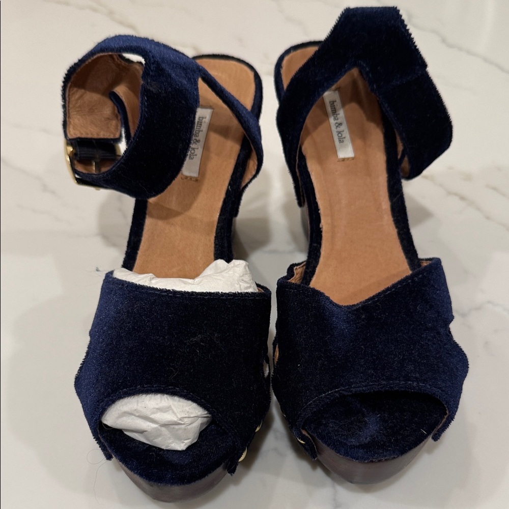 Bimba  and Lola Navy Blue Velvet Women Shoes , never worn